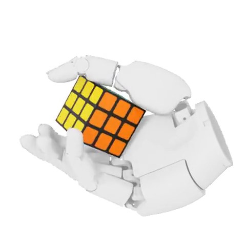 Current state: the simulated hand holding the cube.